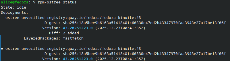 State of deployment after installing, before rebooting